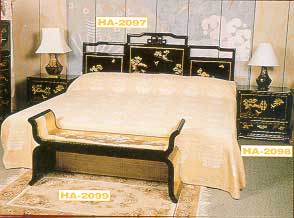 Black Lacquer Bed Room Set #HA-2097/2099