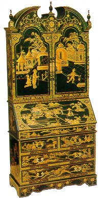 Handpainted on Black Lacquer Bureau #HA-2041