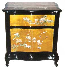 Black Lacquer w/Partly Gold Leaf Finish End Table #HA-2019